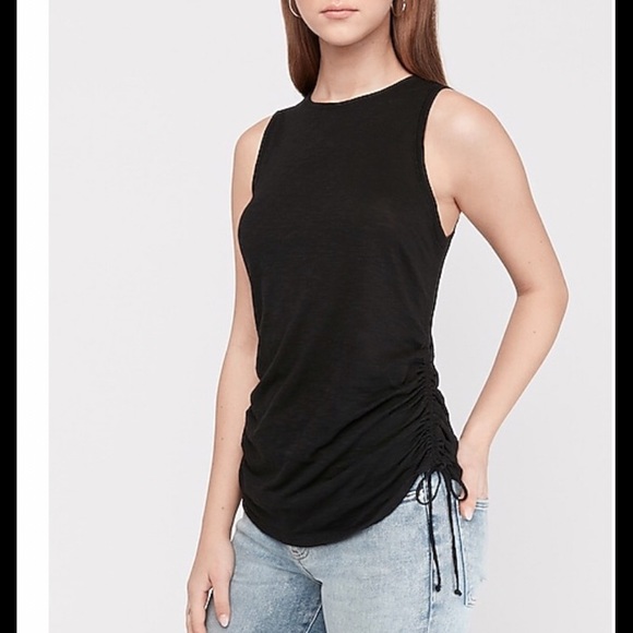 Express Tops - NWT Express Rusche side Black sleeveless top